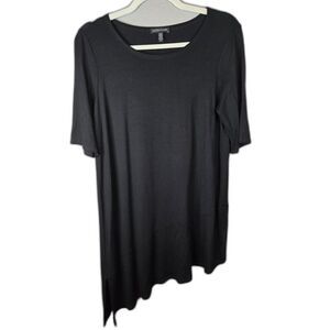 Eileen Fisher Women's Black Asymmetrical Elbow Sleeve Tunic Size Small